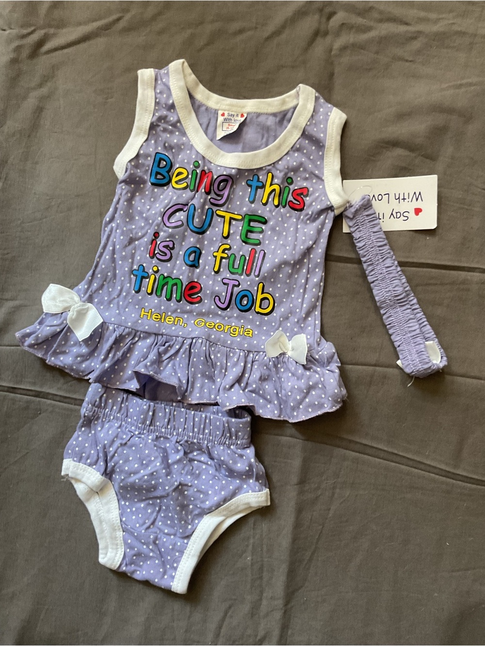 Helen, GA Lilac Polka Dot Tank Top - Being This Cute Graphic